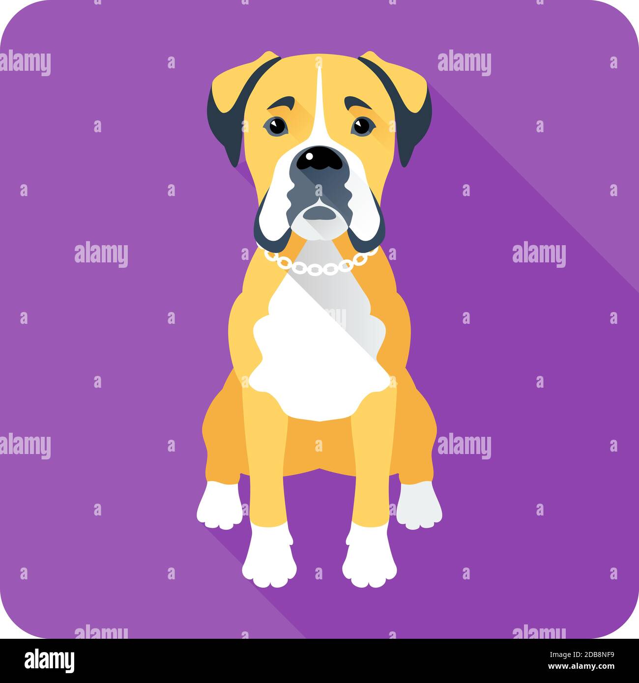 Vector serious dog Boxer sitting icon flat design Stock Photo