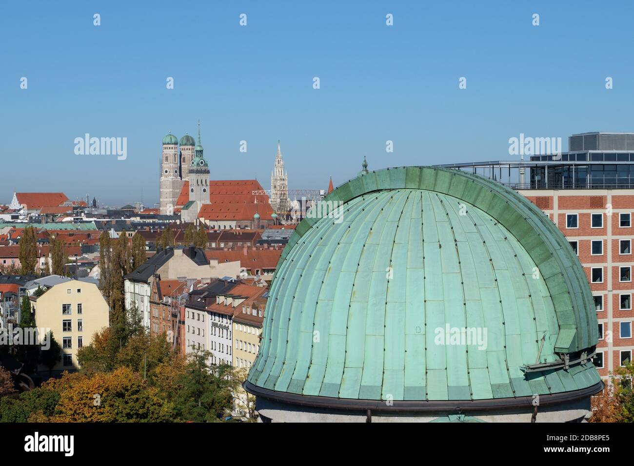 Observatory dome of german museum in munich with blue sky Stock Photo