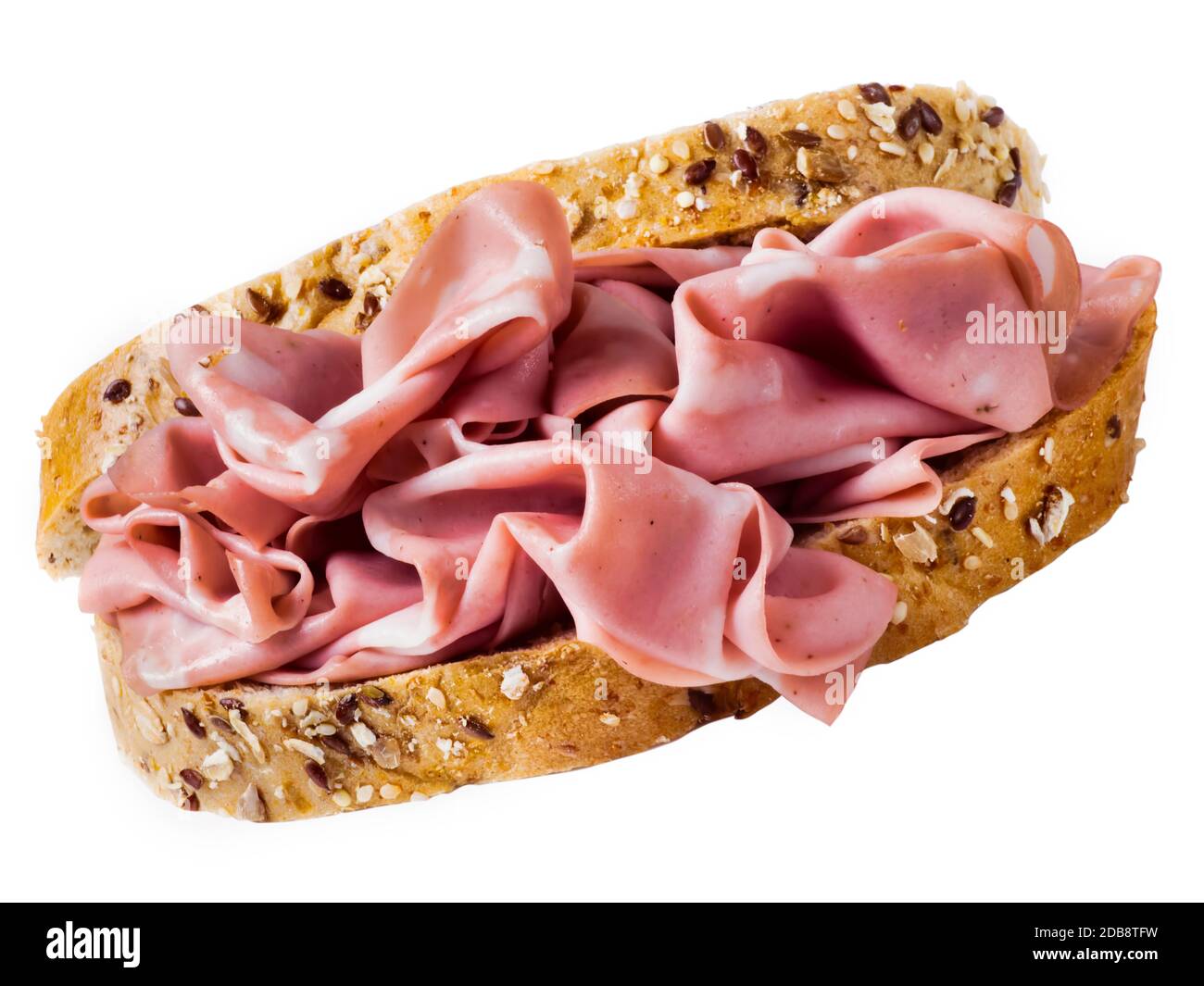 close up of italian mortadella sandwich white background Stock Photo Alamy