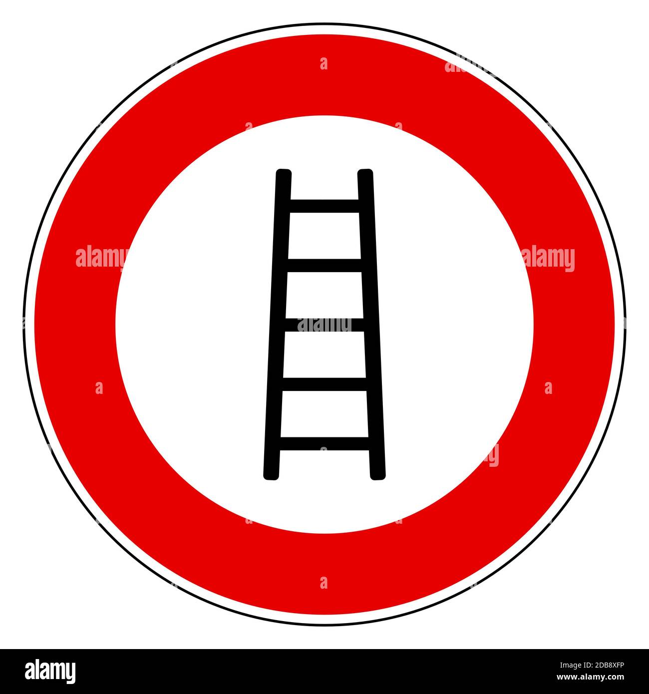Prohibited Ladder Ladder and prohibition sign Stock Photo - Alamy