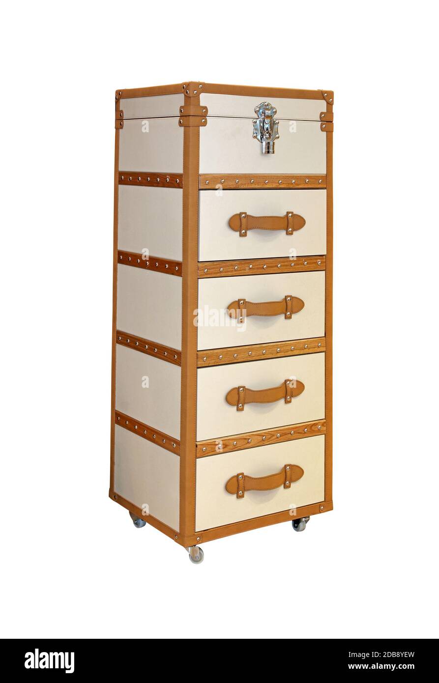 Retro wardrobe case isolated with clipping path included Stock Photo