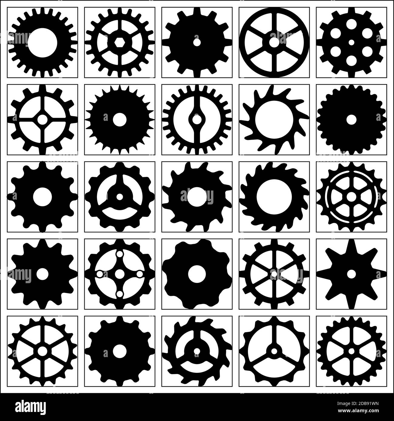 Set of gear wheels for desing. Stock Vector