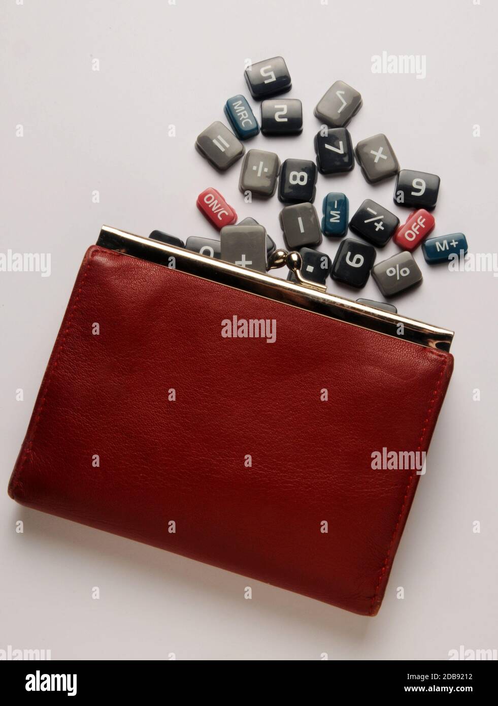 Women's purse with calculator keys Stock Photo