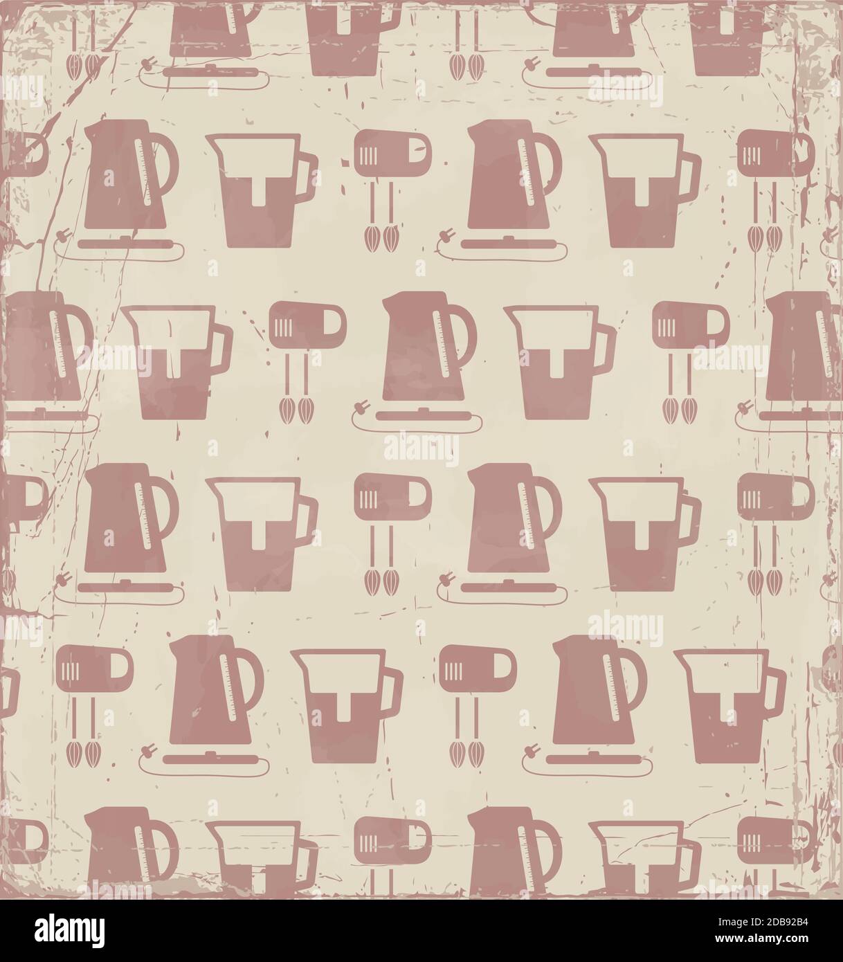 Kitchen retro background, vector pattern. Stock Vector