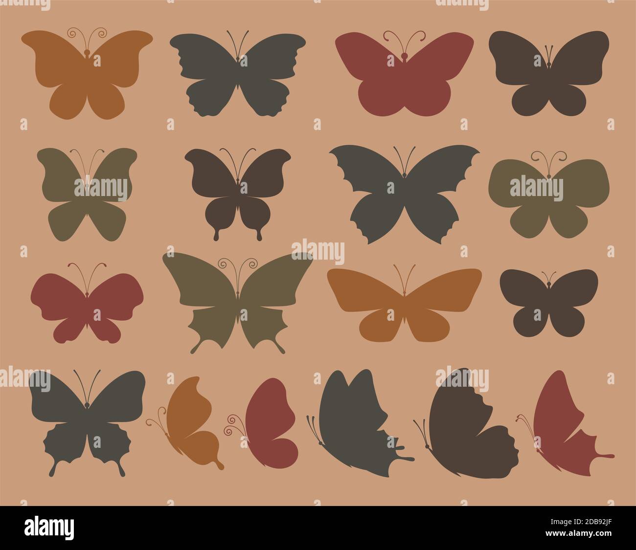 Set of butterflies for design. Stock Vector