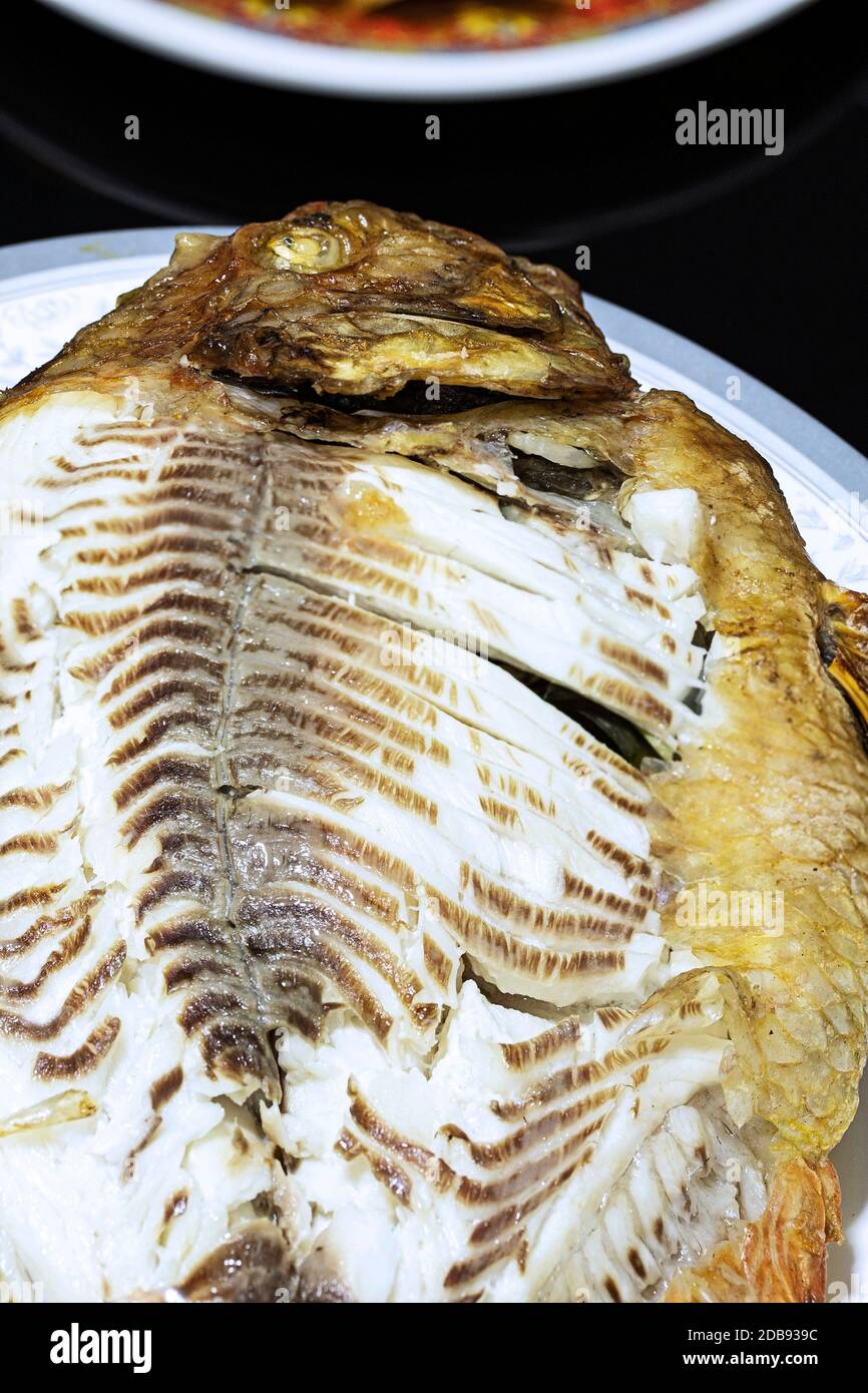 tilapia fish seafood fresh cooked white meat healthy Stock Photo - Alamy