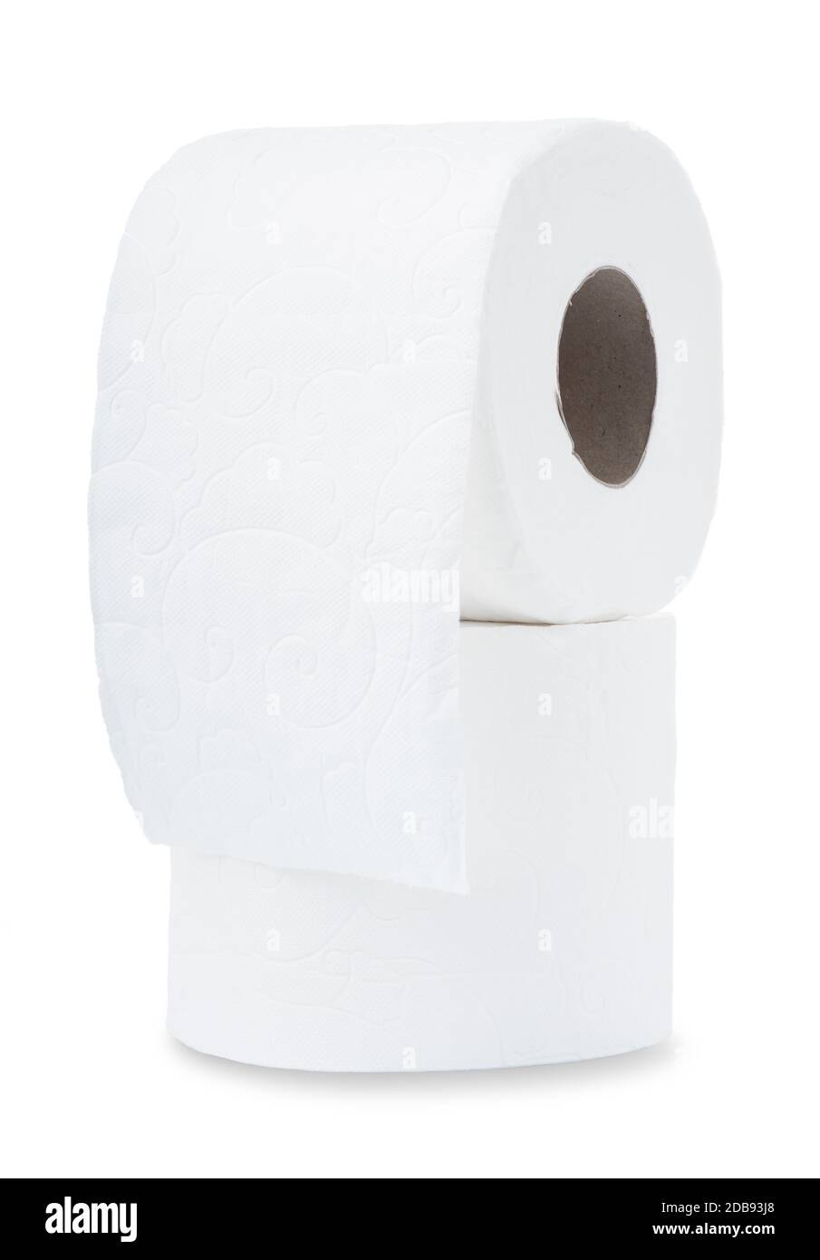 Two rolls of toilet paper isolated on  a white background Stock Photo