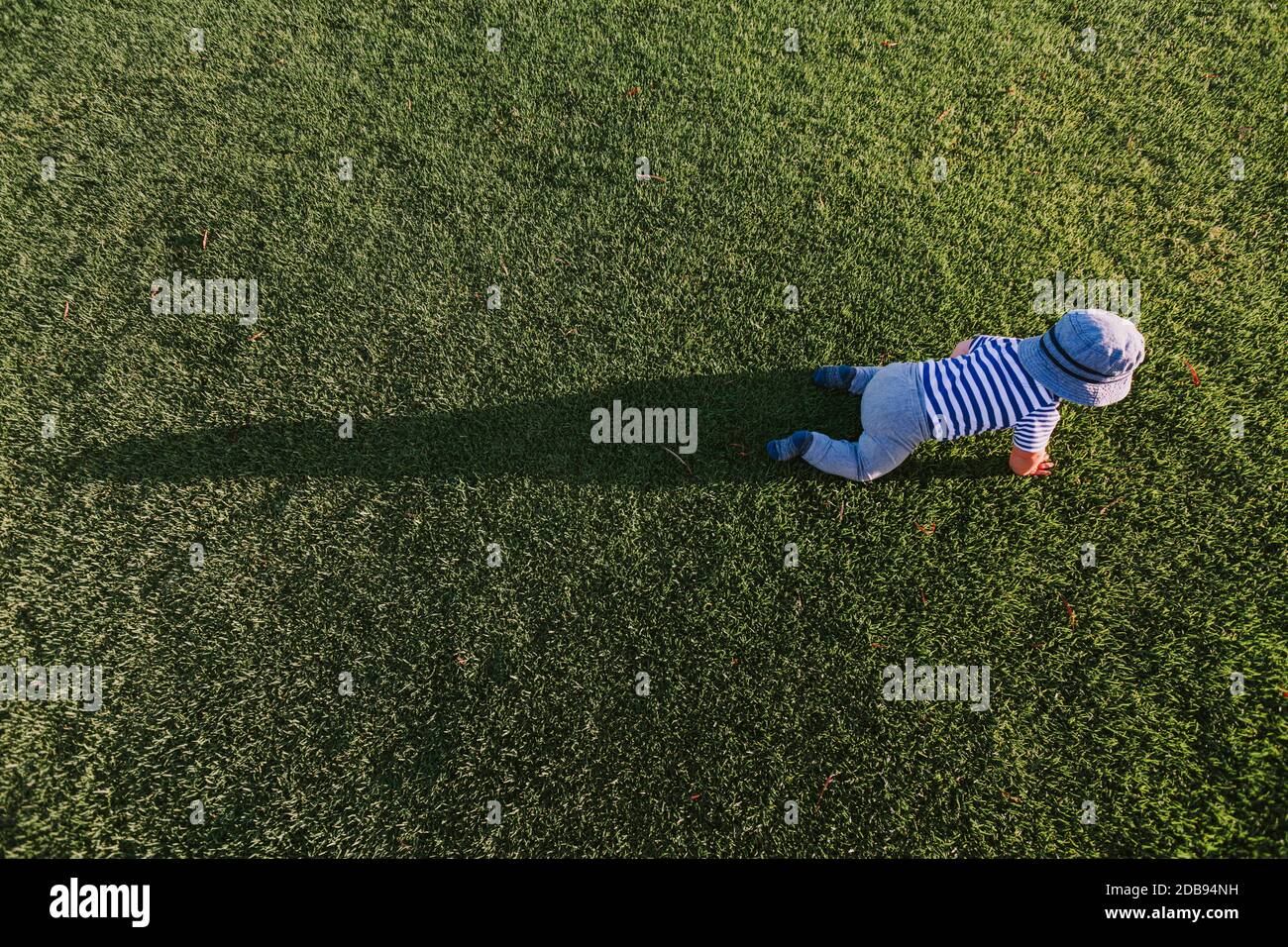 Baby crawling in park Stock Photo