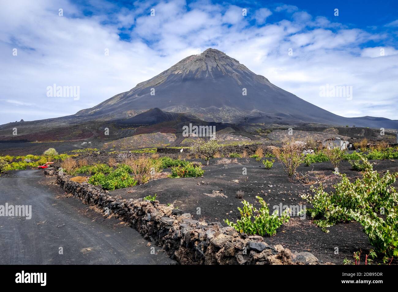 Pico do Fogo and vine growing in Cha das Caldeiras, Cape Verde Stock ...