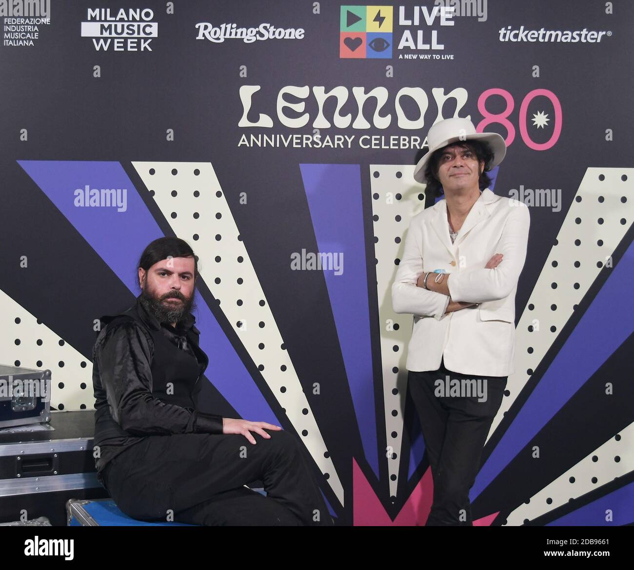 Milan, Italy. 16th Nov, 2020. Milan, Italy At Fabrique Milano Music Week, curated by Luca de Gennaro, an evening dedicated to John Lennon LENNON80 with various artists playing and singing some of his songs. In the photo: Roberto Dell'Era (Afterhours, The Winstons), Lino Gitto (The Winstons) Credit: Independent Photo Agency/Alamy Live News Stock Photo