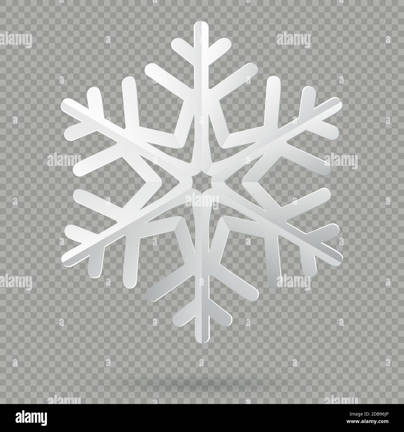 White realistic folded paper Christmas snowflake with shadow isolated ...