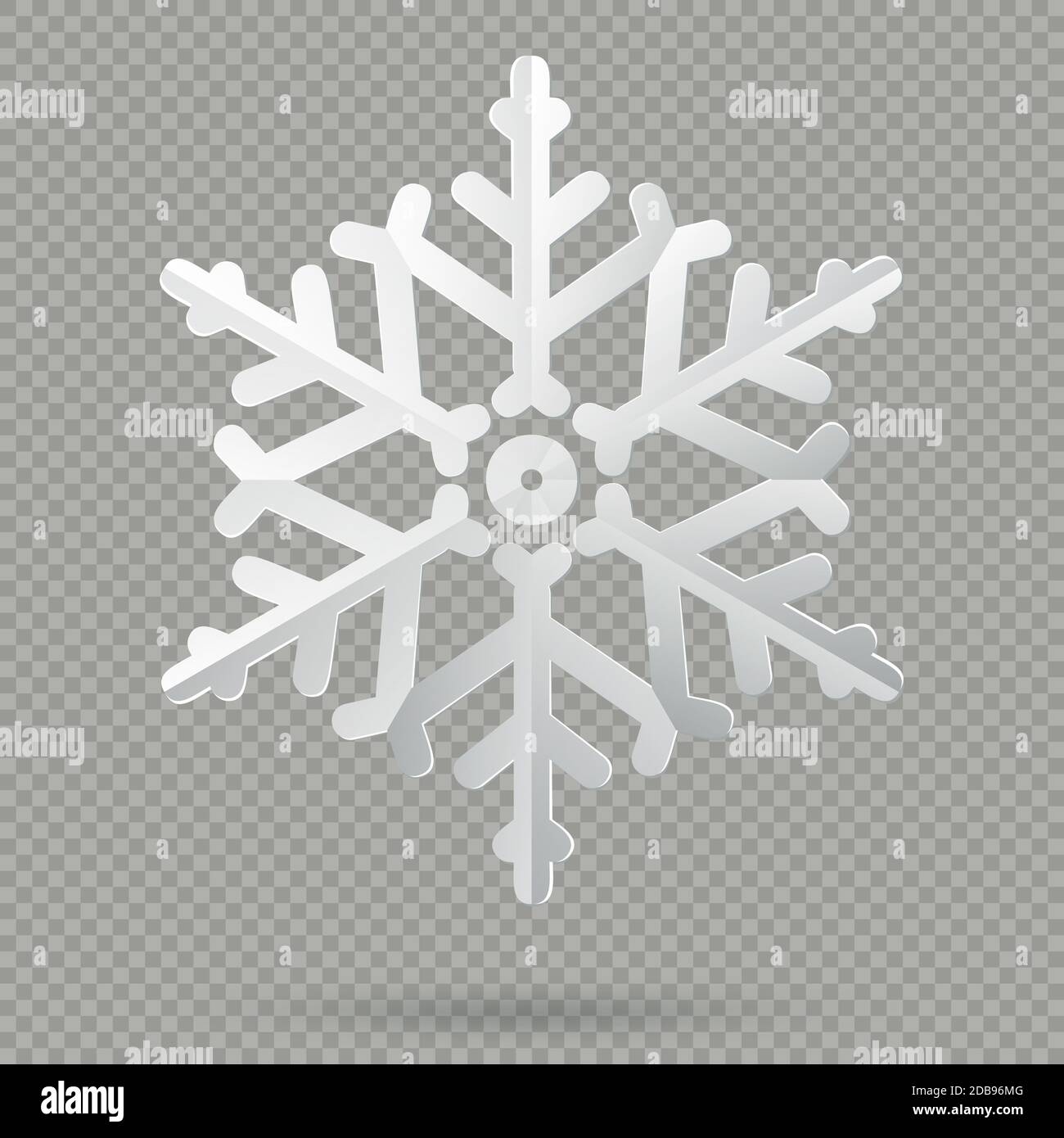 White realistic folded paper Christmas snowflake with shadow isolated ...