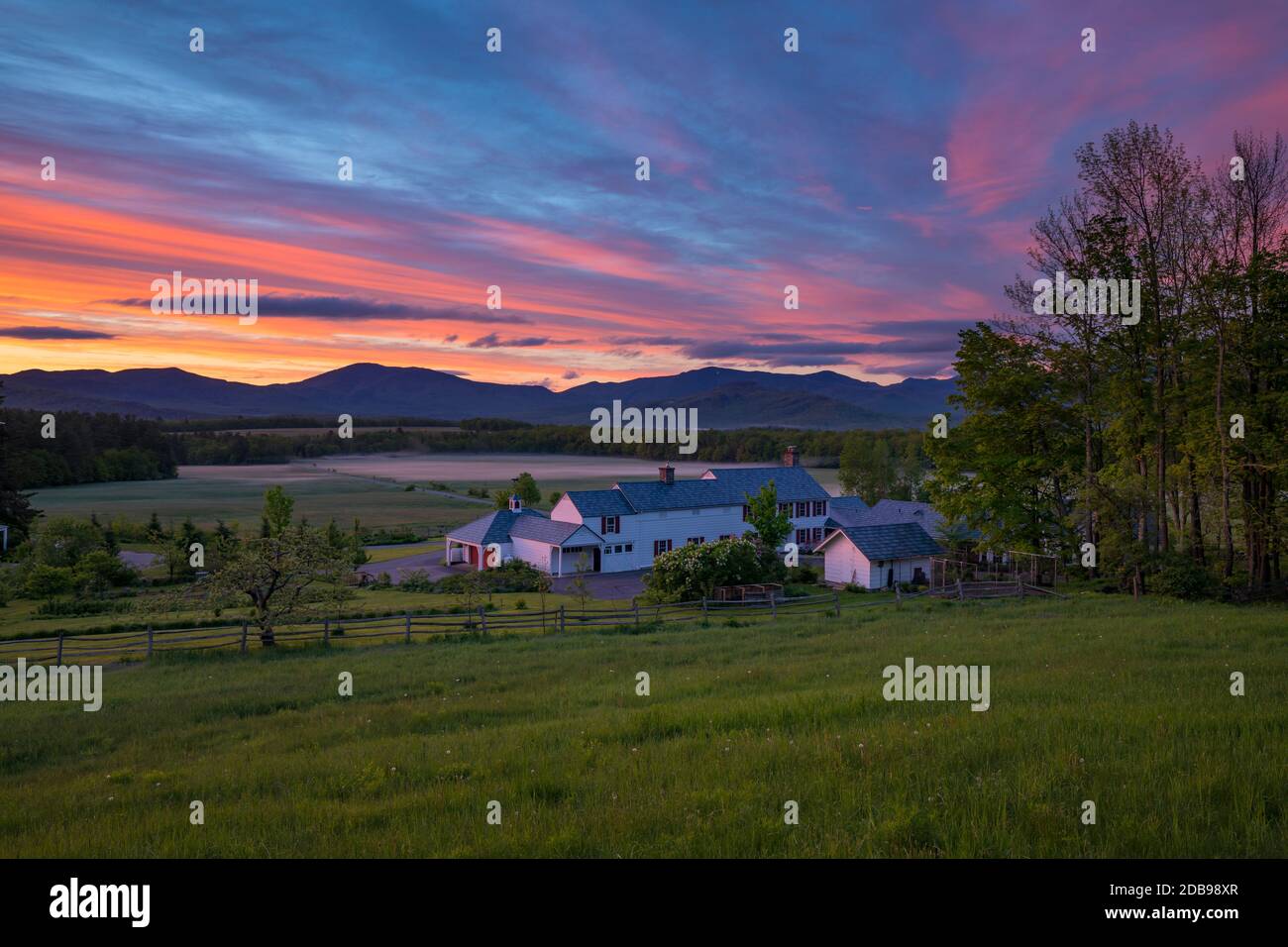 Sunrise over Heaven Hill Farm, Lake Placid, New York Stock Photo Alamy