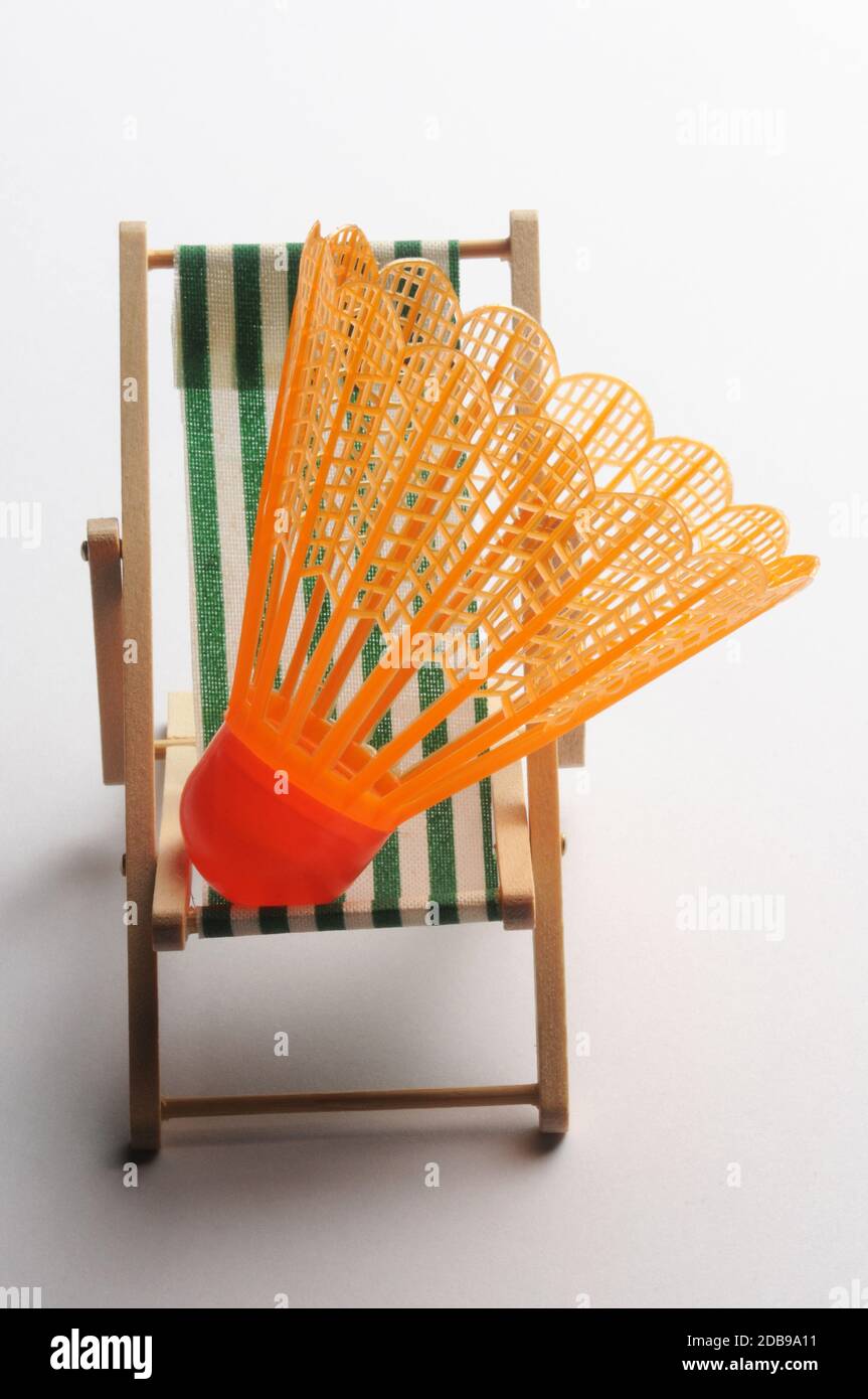 A shuttlecock with a plastic skirt Stock Photo