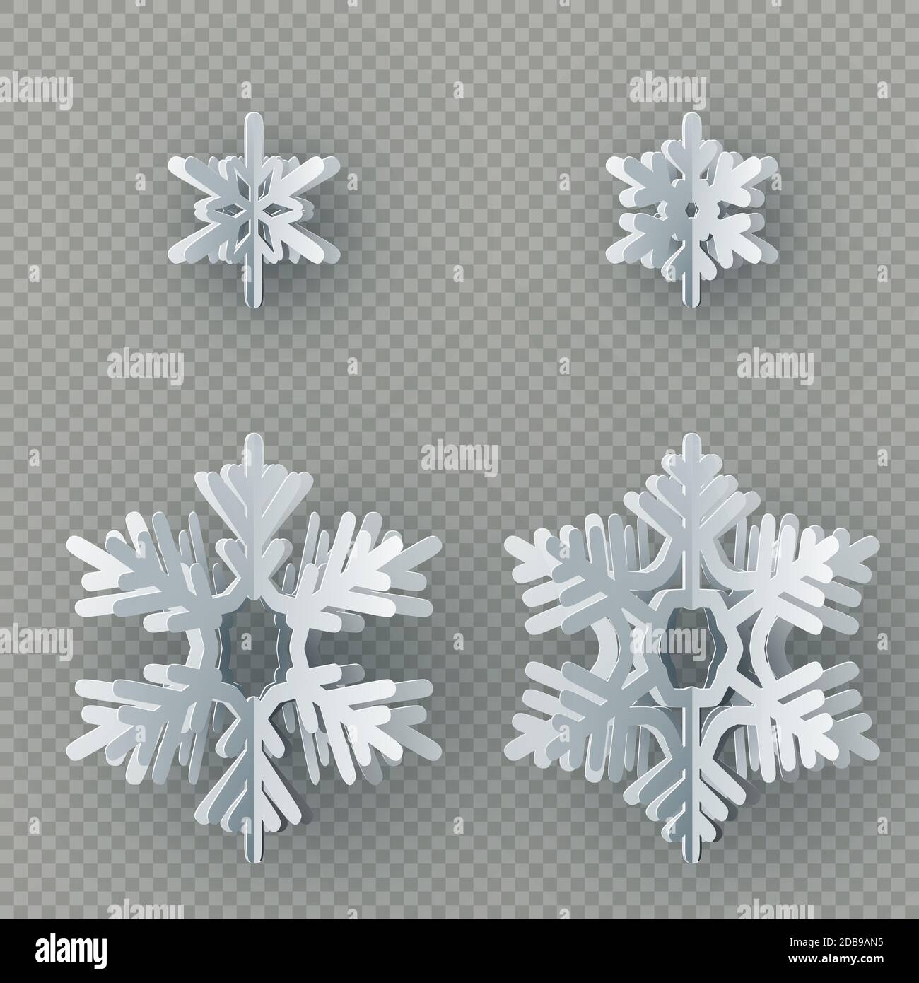 Set of nine different paper snowflake cut from paper isolated on ...