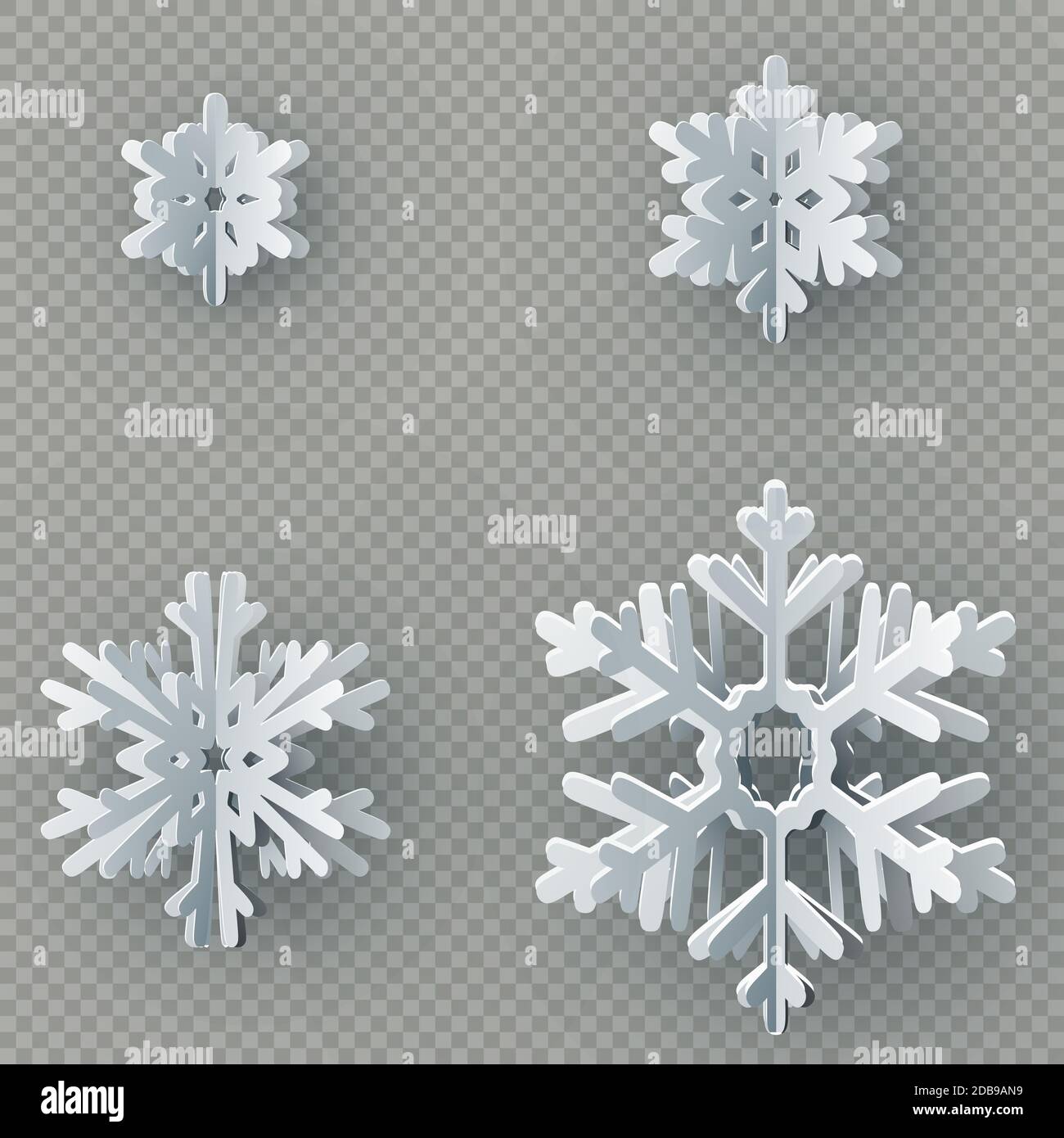 Set of nine different paper snowflake cut from paper isolated on ...