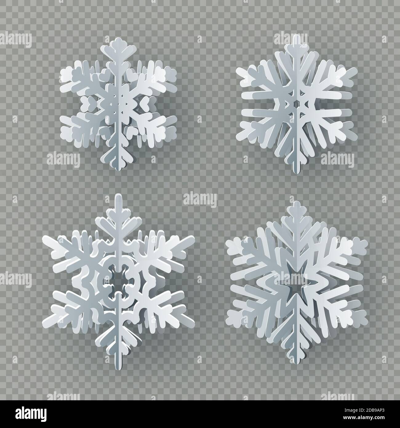 Set of nine different paper snowflake cut from paper isolated on ...