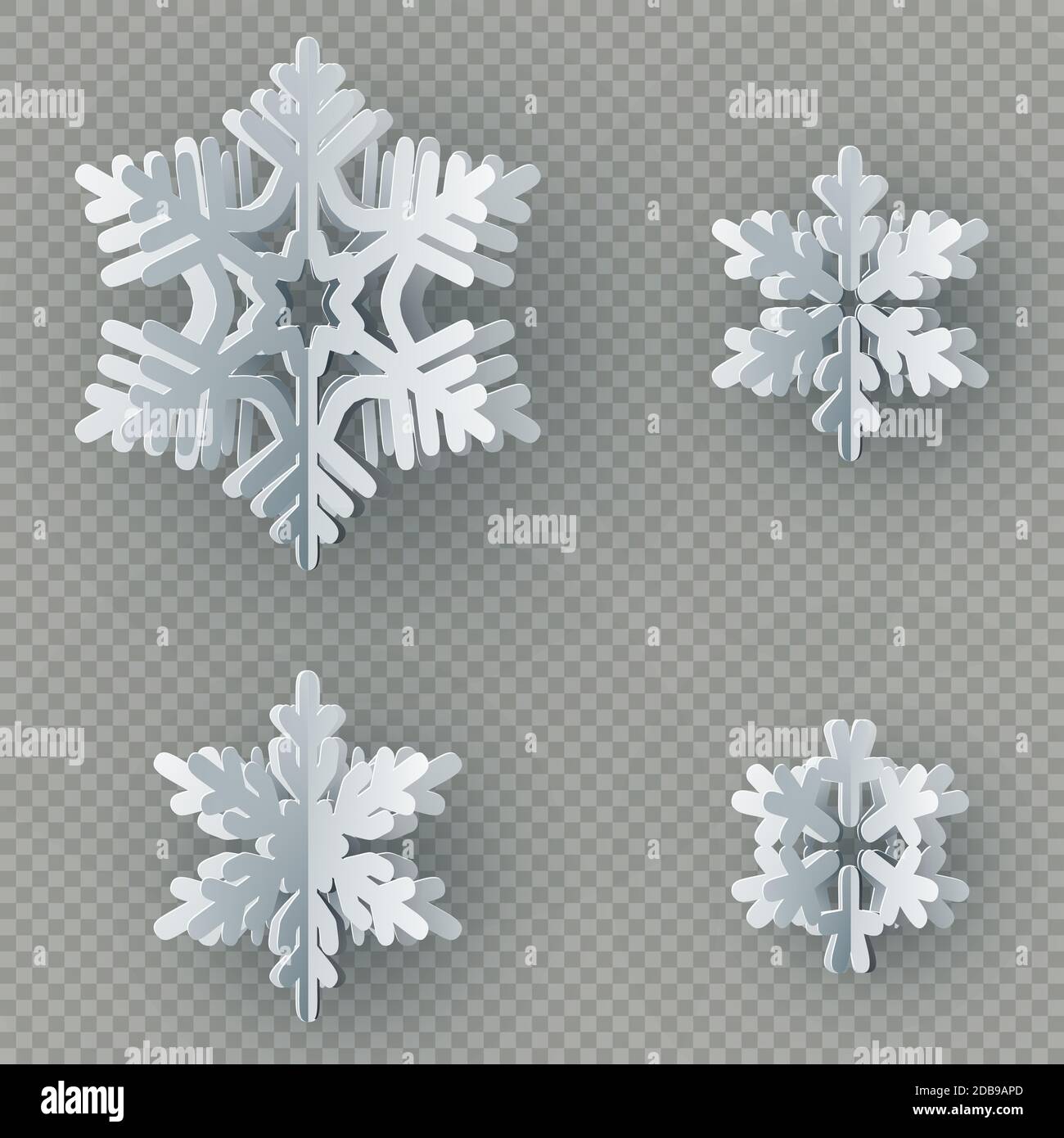 Set of nine different paper snowflake cut from paper isolated on ...