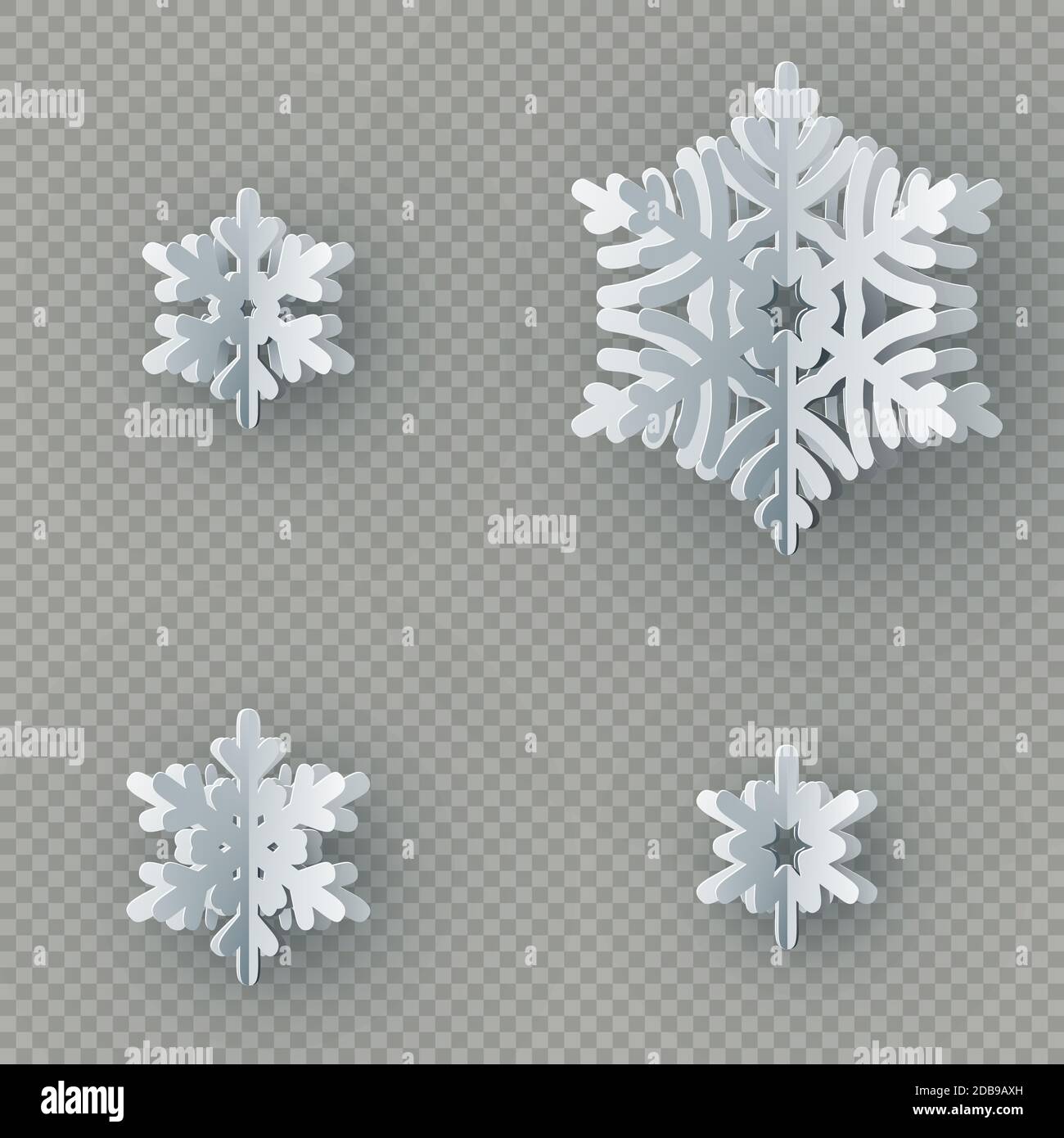 Set of nine different paper snowflake cut from paper isolated on ...