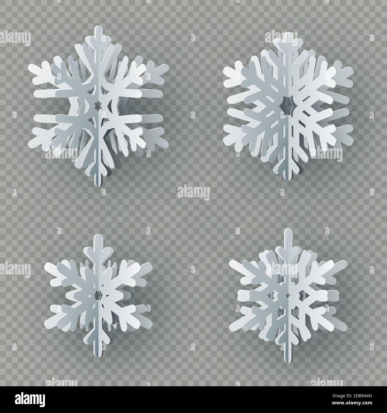 Set of nine different paper snowflake cut from paper isolated on ...