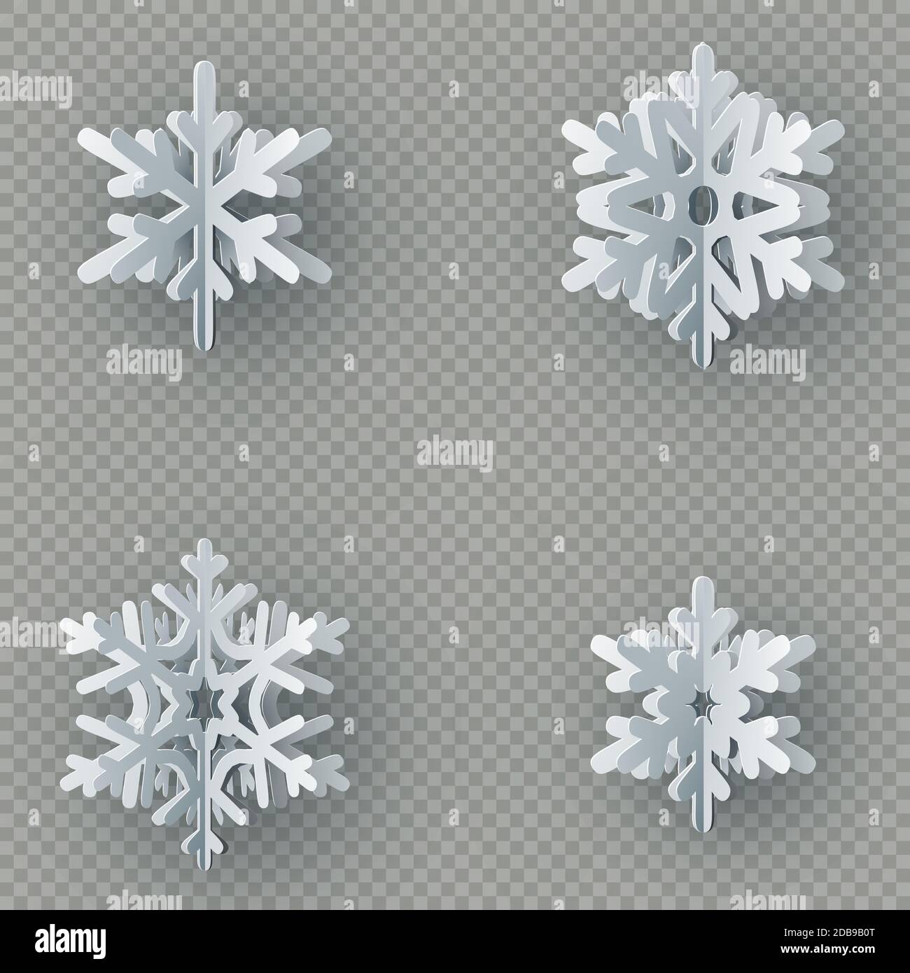 Set of nine different paper snowflake cut from paper isolated on ...
