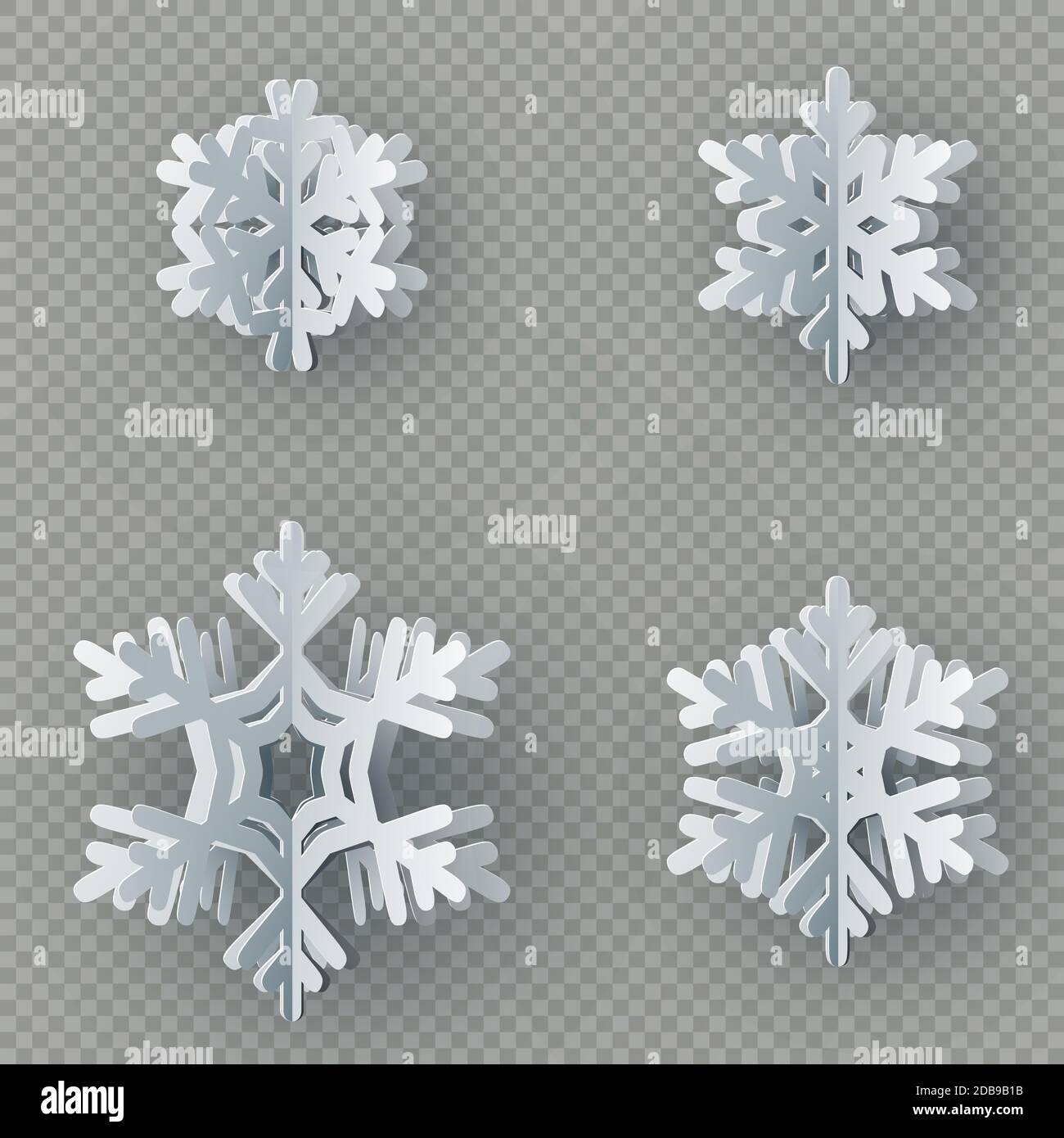 Set of nine different paper snowflake cut from paper isolated on ...