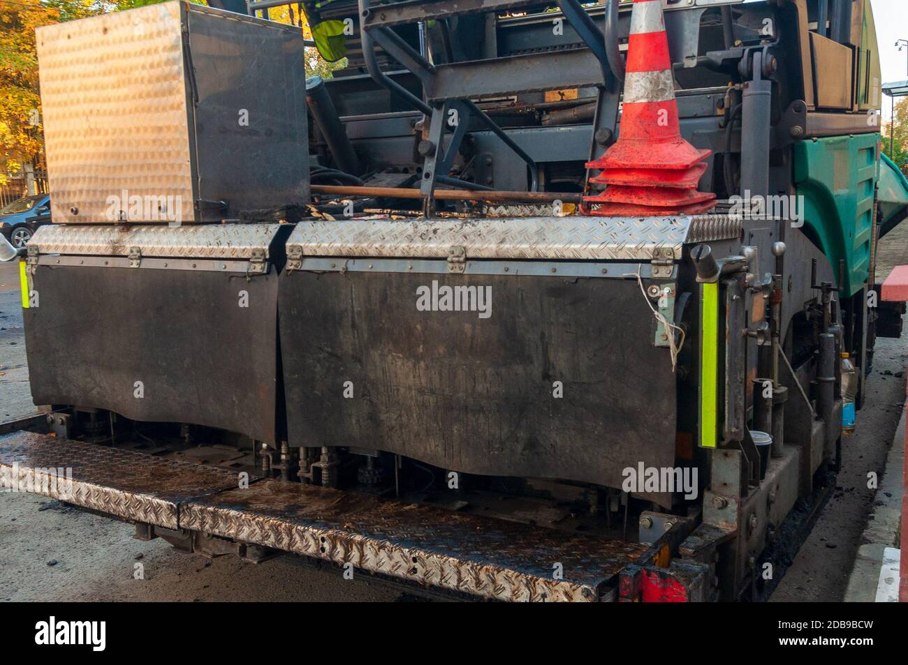 backtside asphalt paving machine Stock Photo