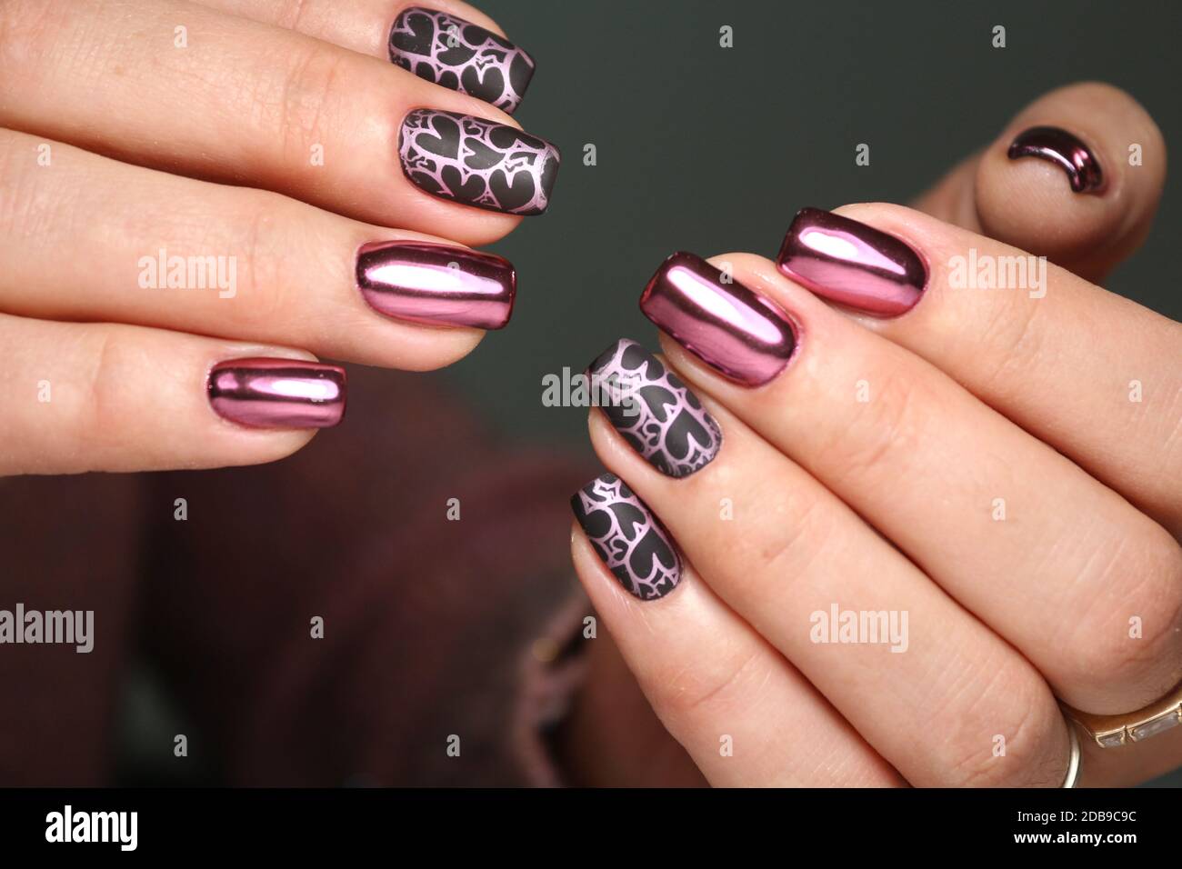 Colorful Christmas nails winter nail designs with glitter,rhinestones, on  short and long female nails Stock Photo - Alamy