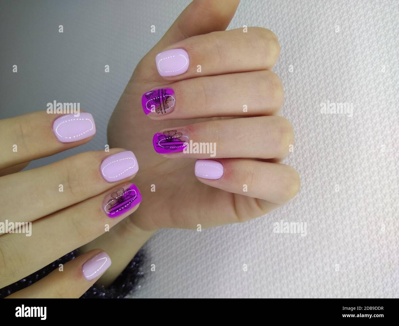 stylish design of manicure on long nails Stock Photo - Alamy