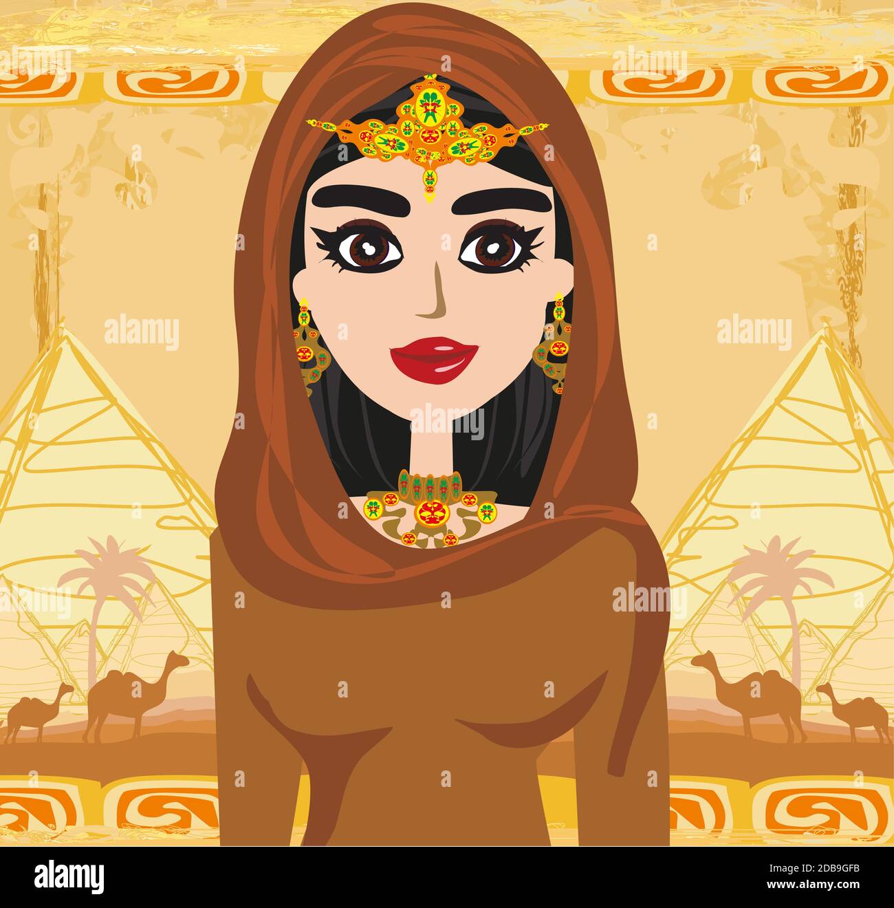 Arabian woman in the desert - card Stock Photo - Alamy