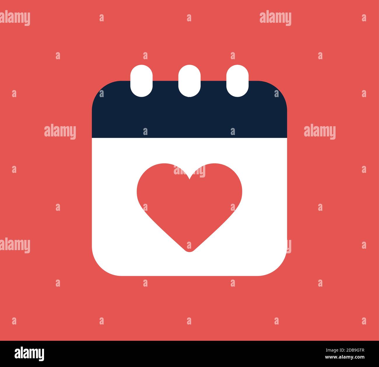 Calendar valentine day icon. Flat illustration of calendar valentine ...