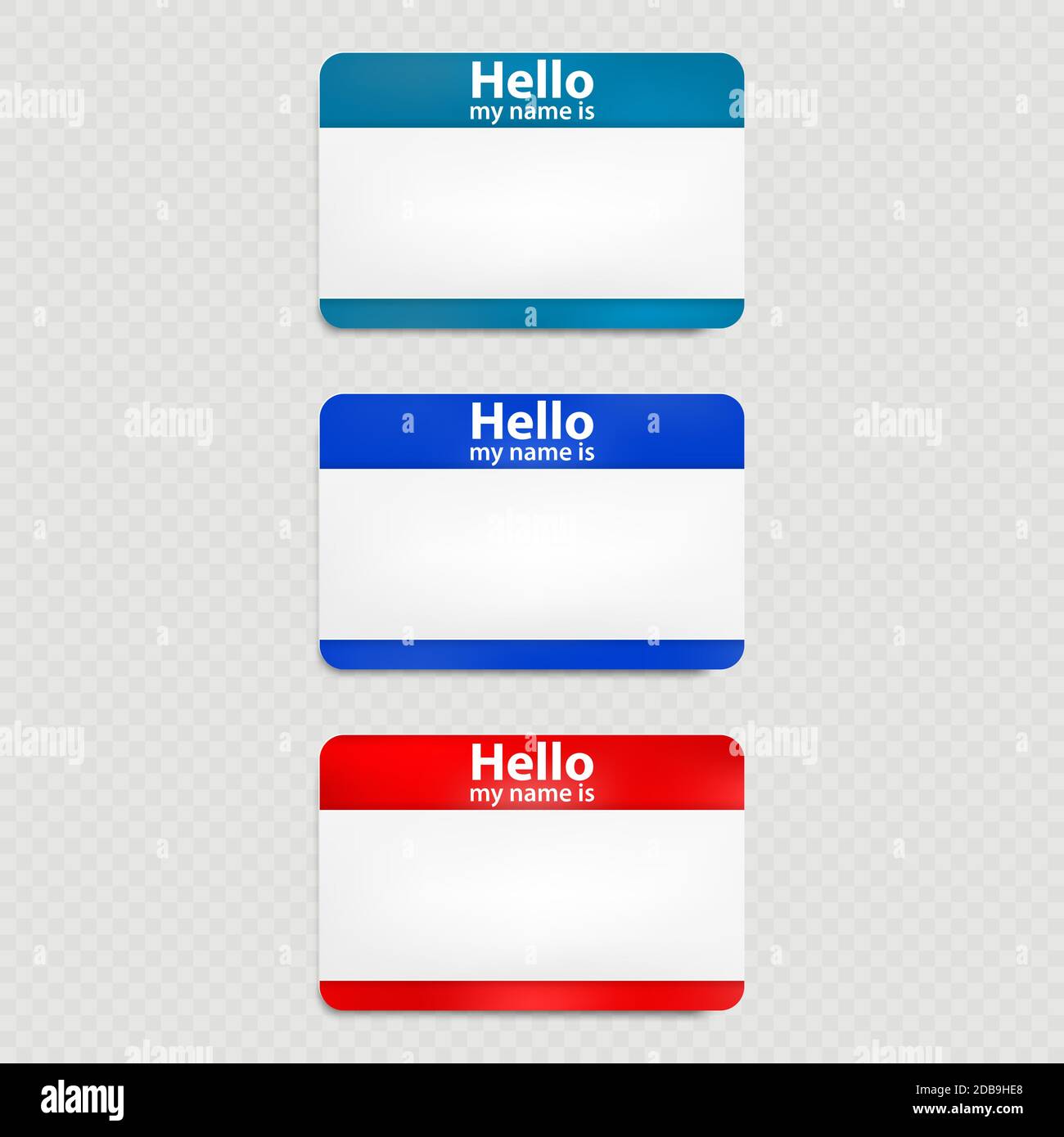 Set of red and blue hello name tag isolated on transparent background.  Blank sticker with shadow effect. Element for web, print, advertising. EPS  10 v Stock Photo - Alamy