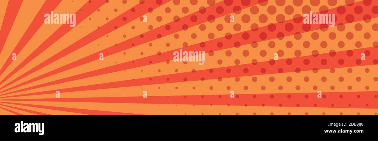 Panoramic orange comic zoom with lines - Vector illustration Stock Vector
