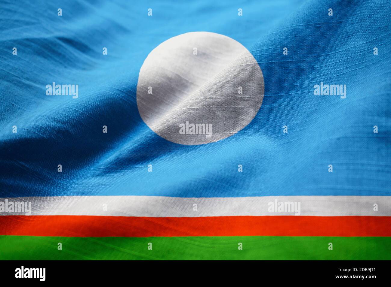 Closeup Of Ruffled Sakha Republic Flag Sakha Republic Flag Blowing In Wind Stock Photo Alamy