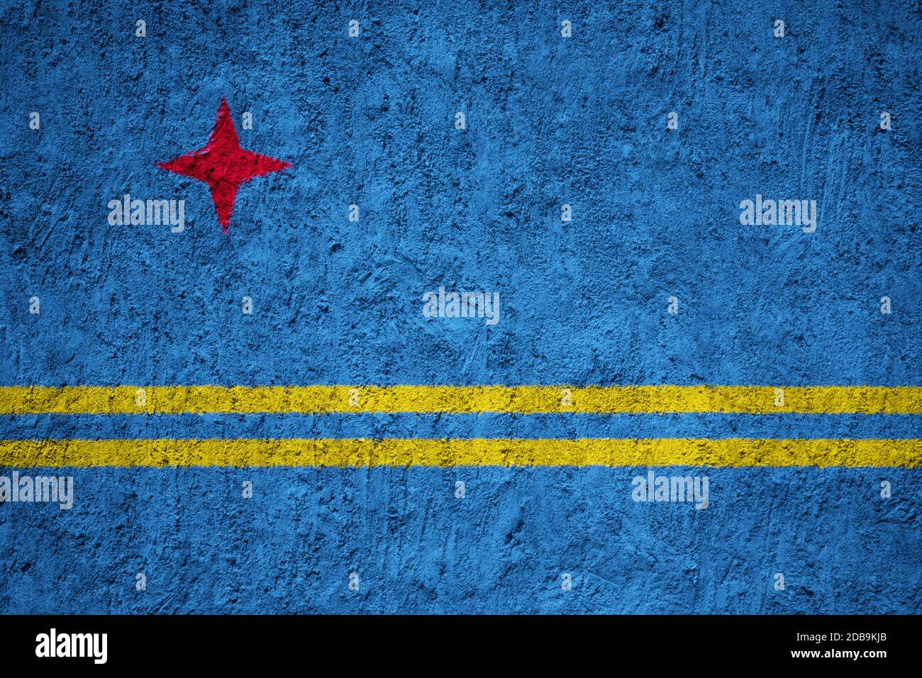 Aruba flag painted on the cracked grunge concrete wall Stock Photo - Alamy