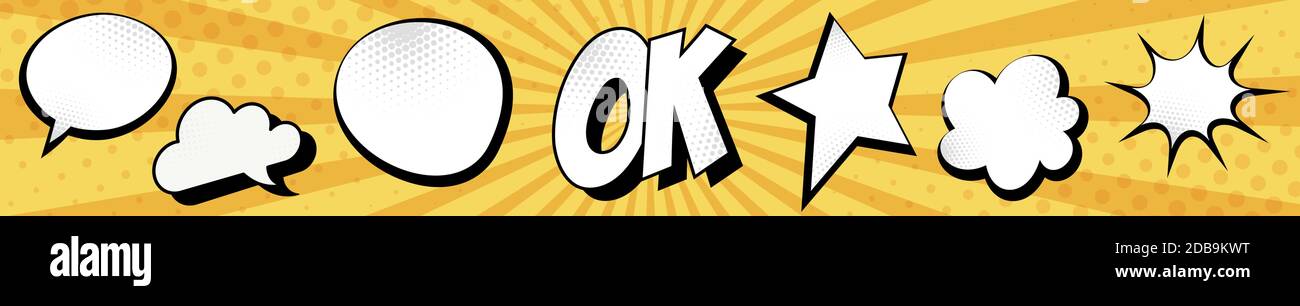 Panoramic yellow comic zoom with lines - Vector illustration Stock Vector