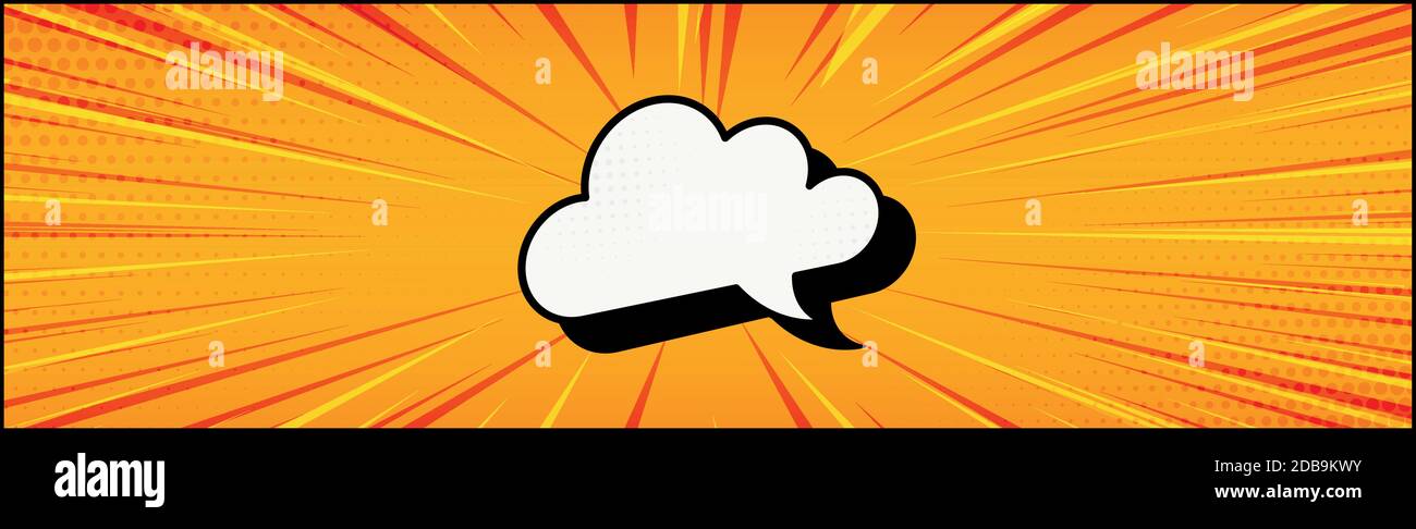 Panoramic orange comic zoom with lines - Vector illustration Stock Vector