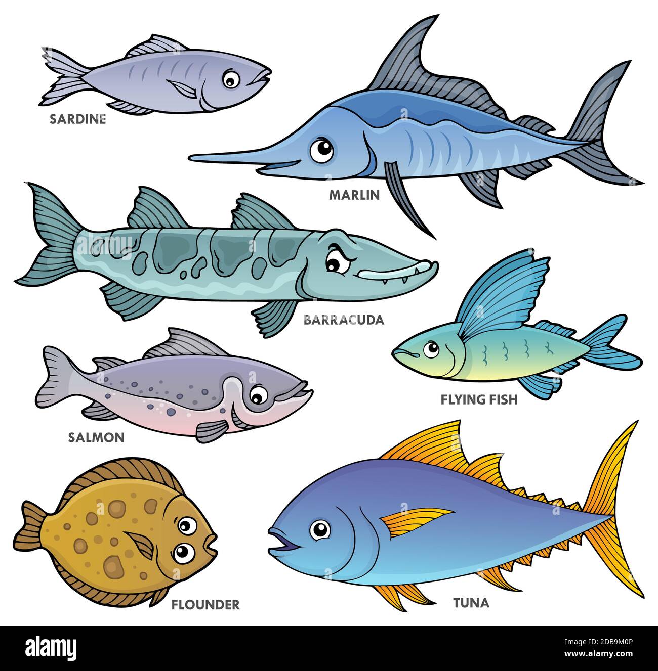 Various fishes theme set 1 - picture illustration Stock Photo - Alamy