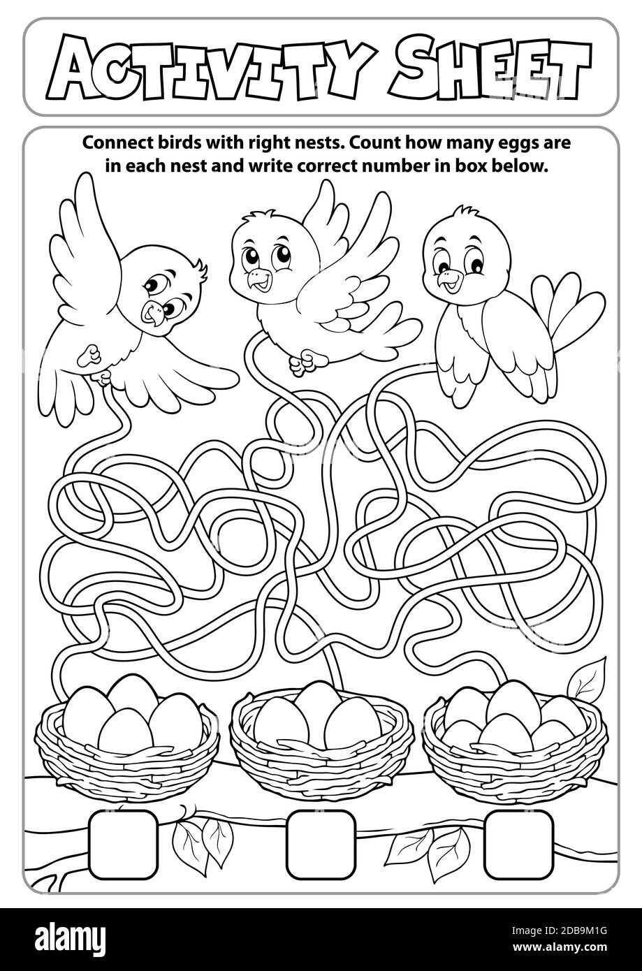 Activity sheet maze theme 1 - picture illustration Stock Photo - Alamy