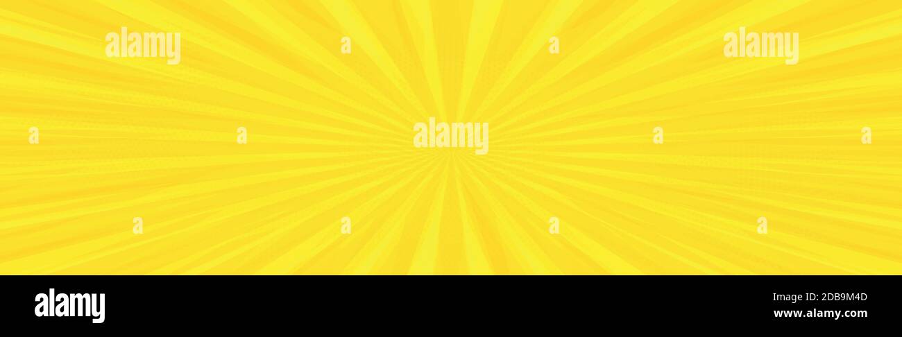 Panoramic yellow comic zoom with lines - Vector illustration Stock Vector