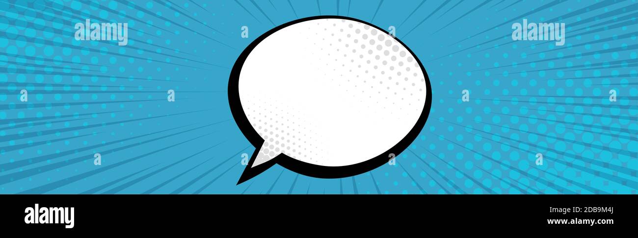 Panoramic blue comic zoom with lines - Vector illustration Stock Vector