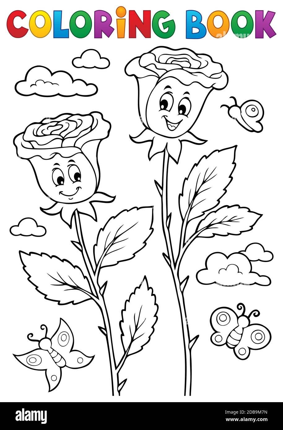 Download Coloring Book Rose Flower Image 2 Picture Illustration Stock Photo Alamy