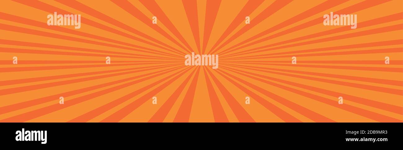 Panoramic orange comic zoom with lines Stock Vector