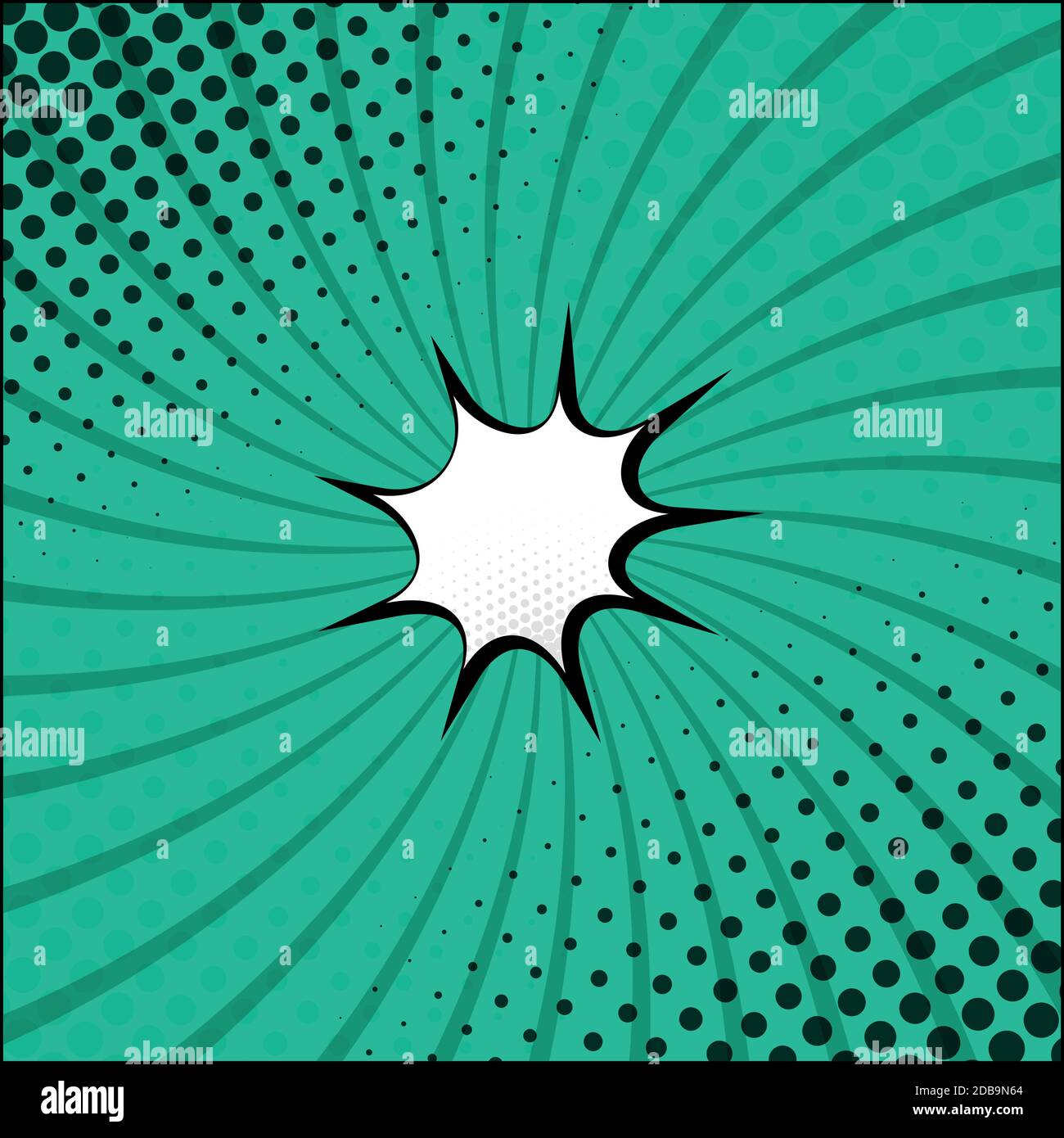 Panoramic green comic zoom with lines - Vector illustration Stock Vector