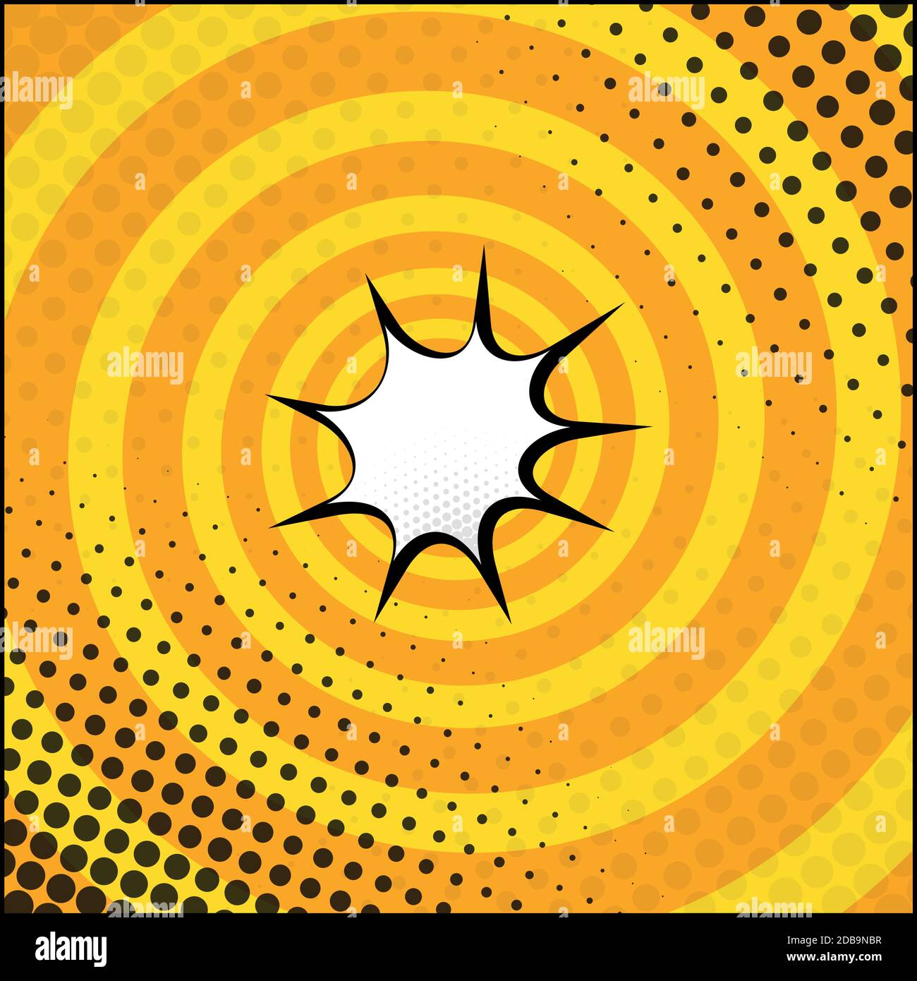 Panoramic yellow comic zoom with lines - Vector illustration Stock Vector