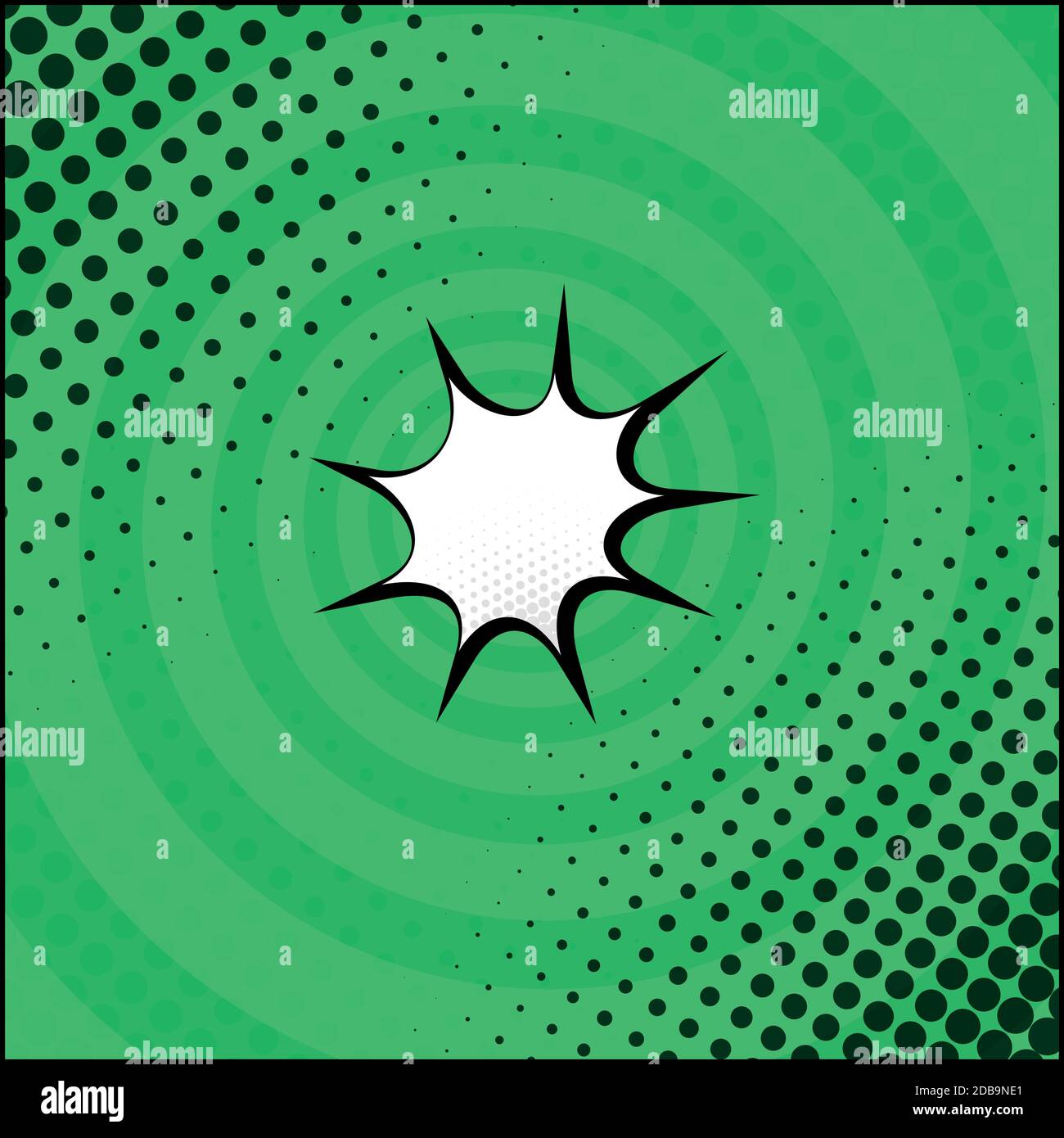Panoramic green comic zoom with lines - Vector illustration Stock Vector