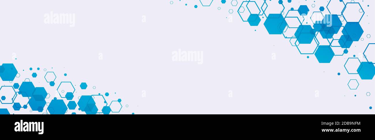 Hexagons on blue and white background - Vector illustration Stock Vector