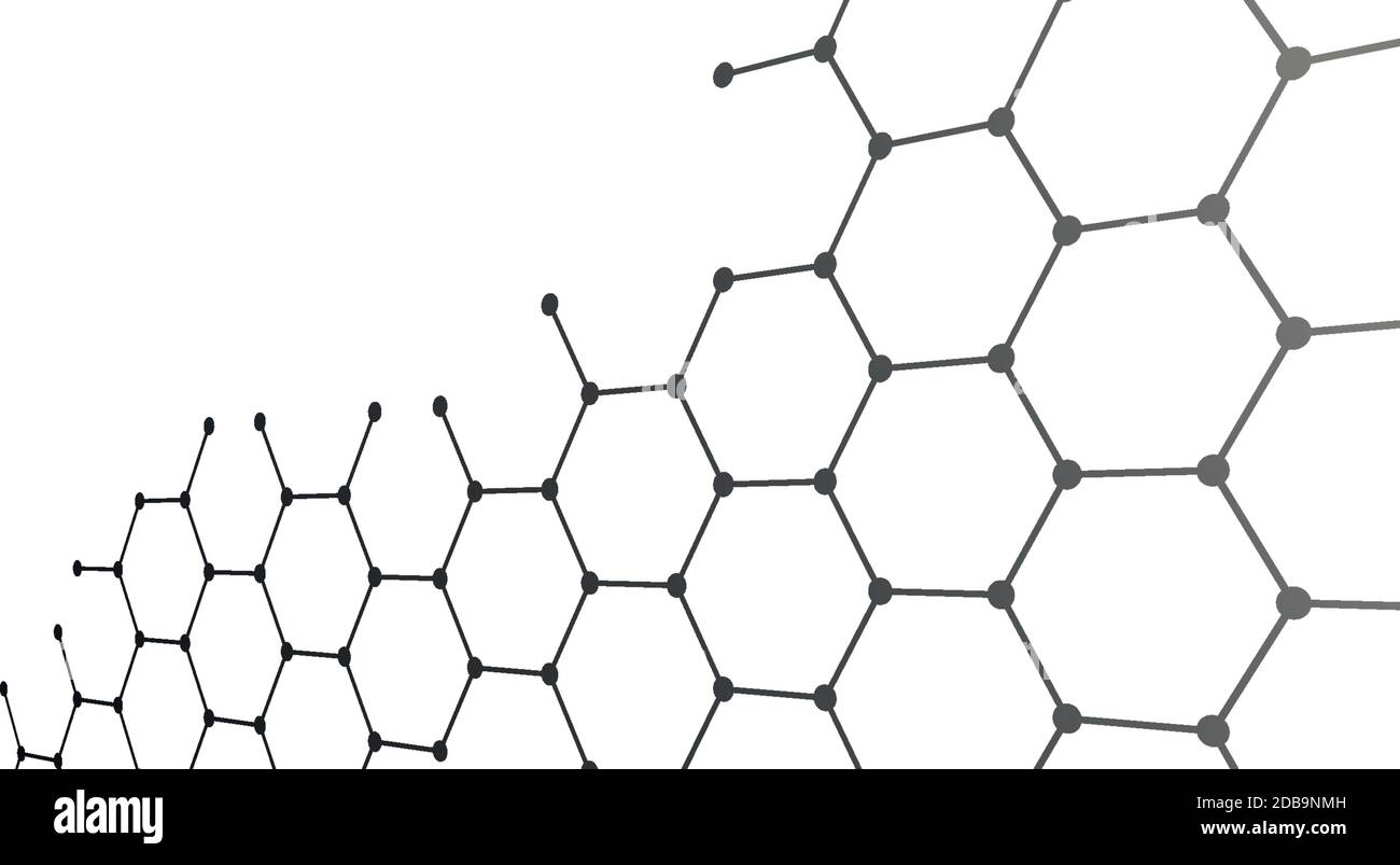 Black hexagons on a white background - Vector illustration Stock Vector