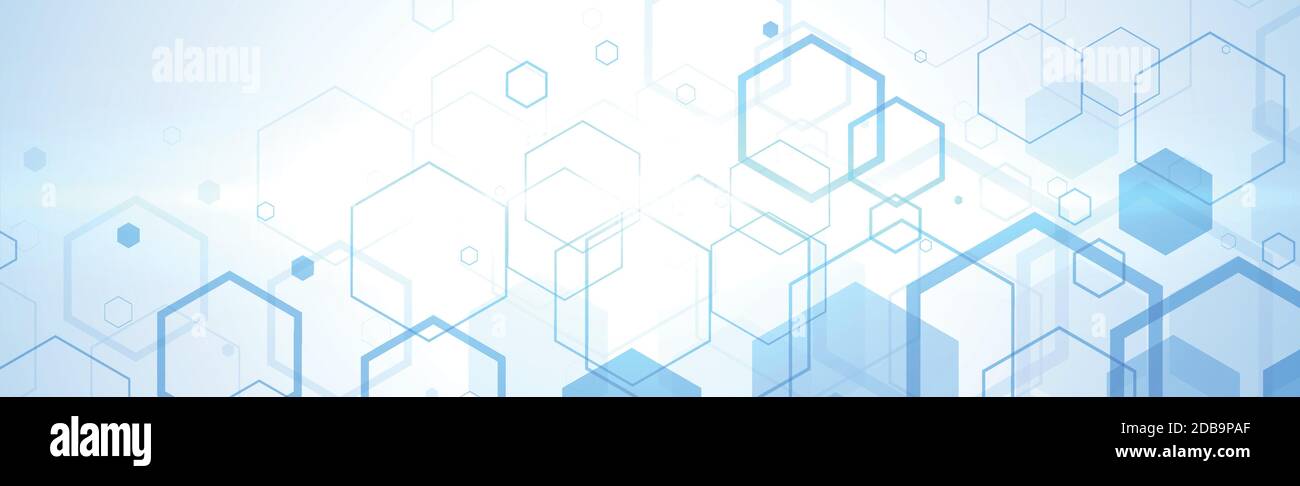 Hexagons on blue and white background - Vector illustration Stock Vector