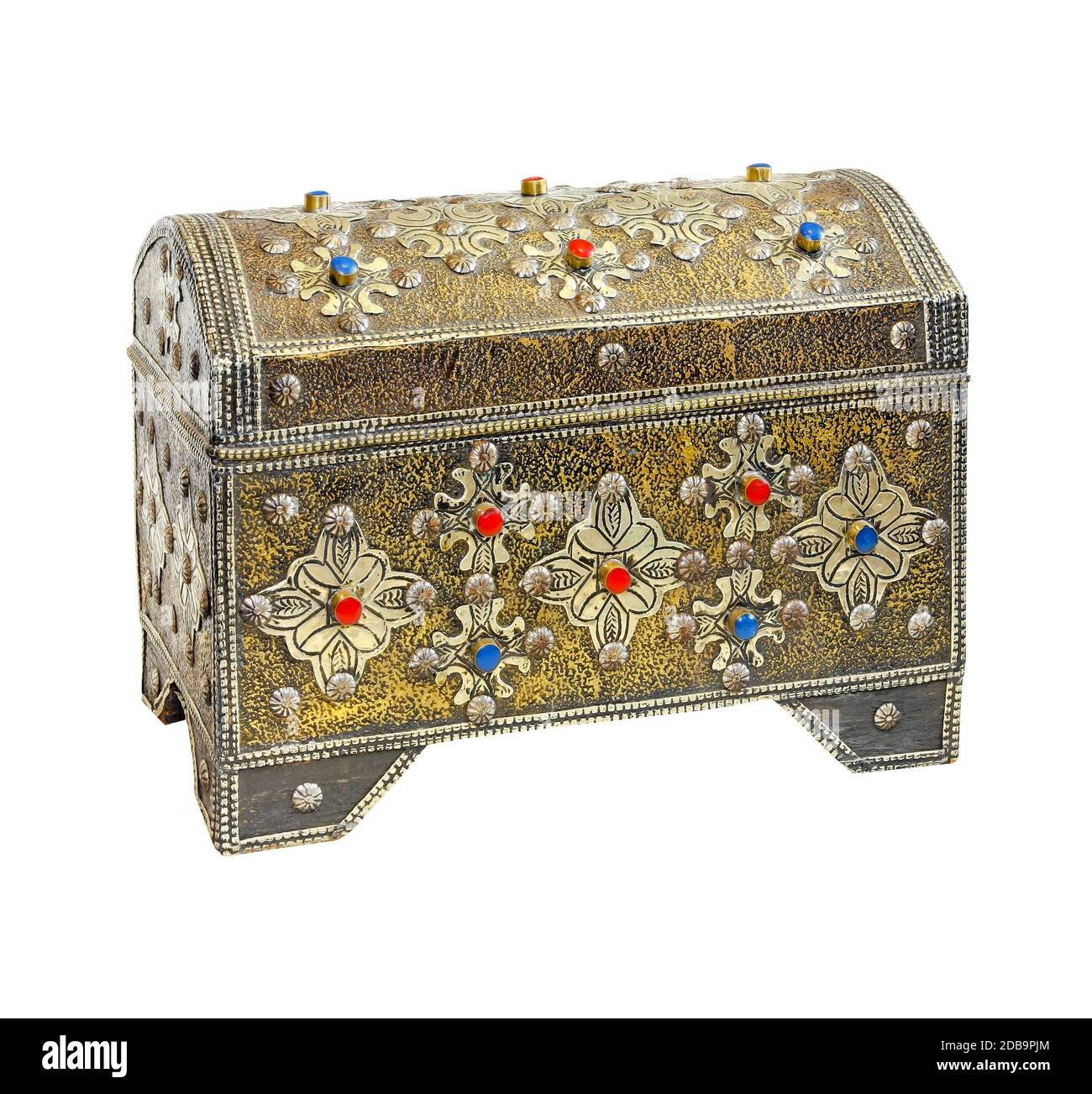 Silver Moroccan chest isolated included clipping path Stock Photo - Alamy